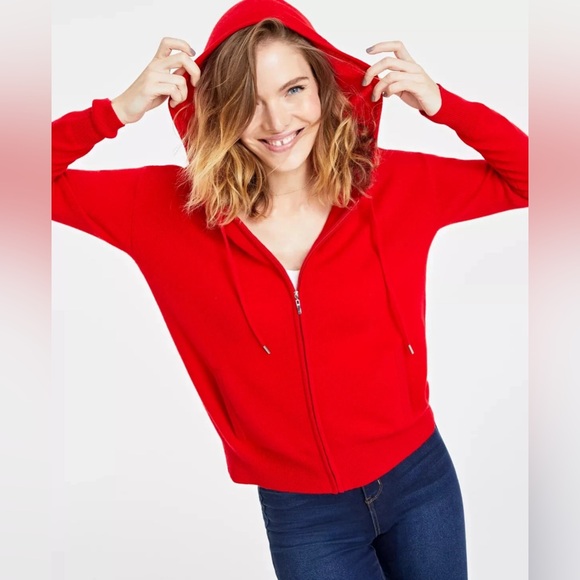 Charter Club Tops - Luxury Charter Club Red 100% Cashmere Hoodie Size M